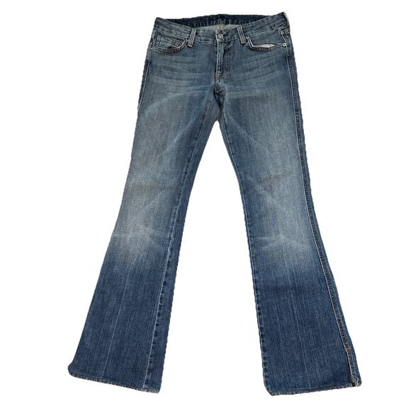 Y2K Vintage 7 for All Mankind A Pocket Flare Denim Jean Wide Leg 28 - Picture 1 of 6